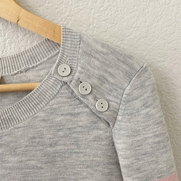Loft Wool Blend Sweater Size XS Gray & Pink Striped - Picture 5 of 6